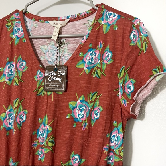 Matilda James Looks To Frill Floral T shirt Dress w Ruffled Skirt Sz S - Picture 2 of 7
